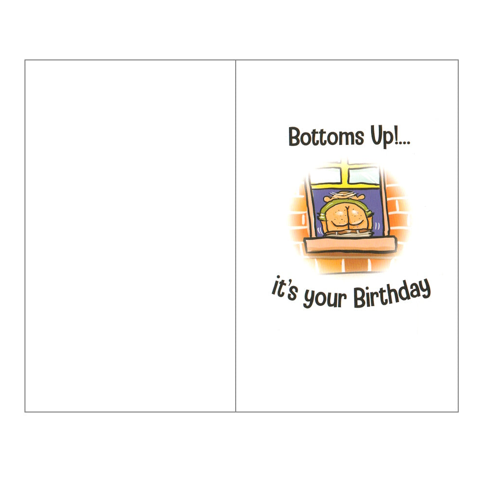 Front of this joke birthday card features an illustration of HAPPY VALLEY HOME FOR THE ELDERLY, paired with a funny message.