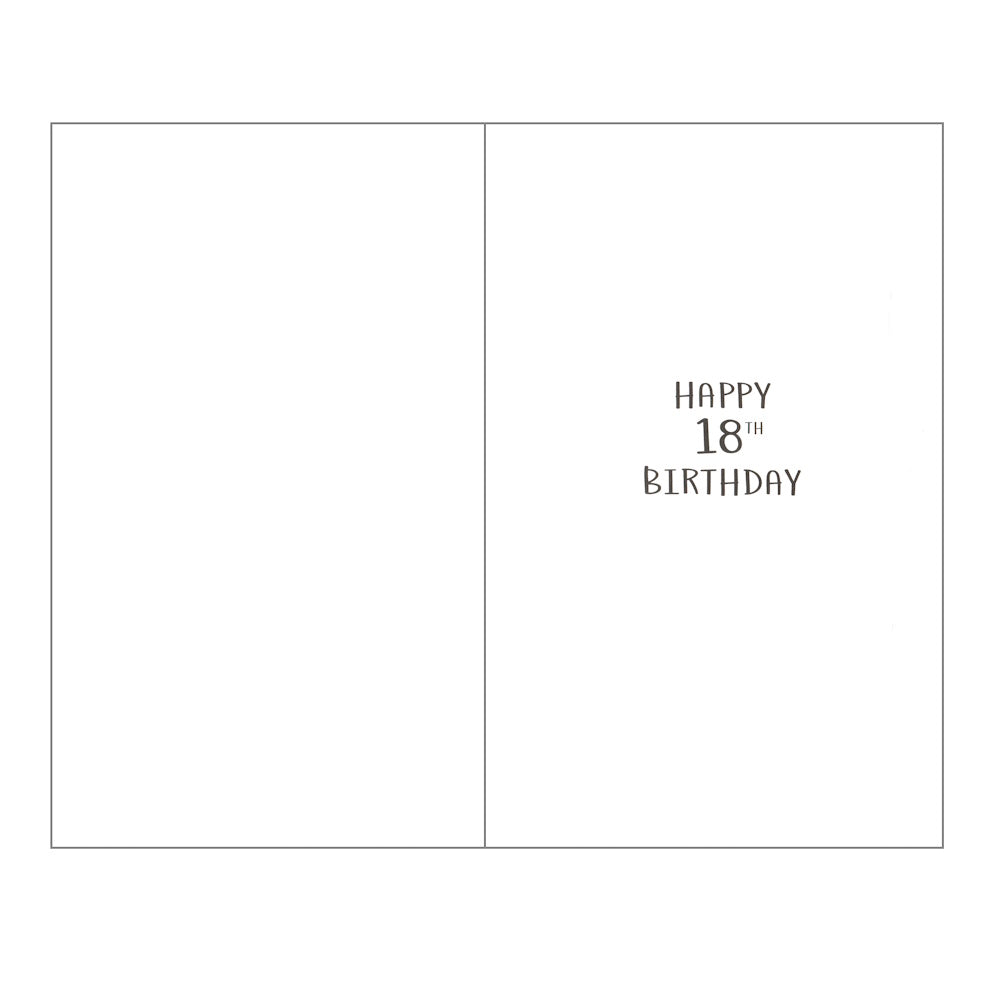 Front of this card features the text "18 TODAY" CHEERS & BEERS TO A LOT OF YEARS", with a dotted border.