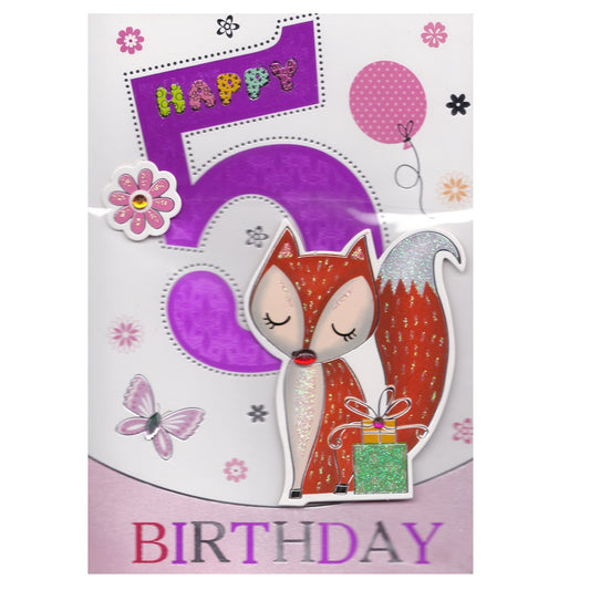 Birthday Card Age 5 Fox