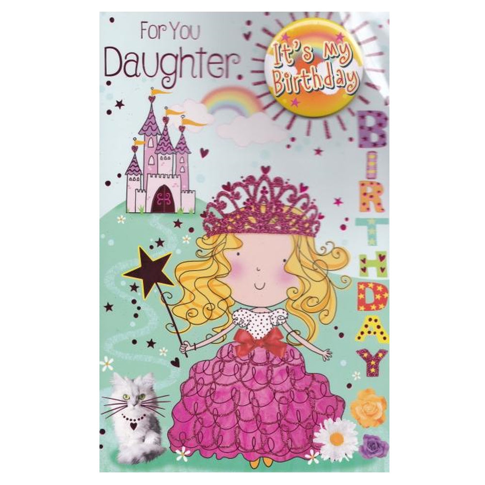 Front of this birthday card features an illustration of a little girl dressed as a princess holding a star wand, paired with a message, as shown in product photo.