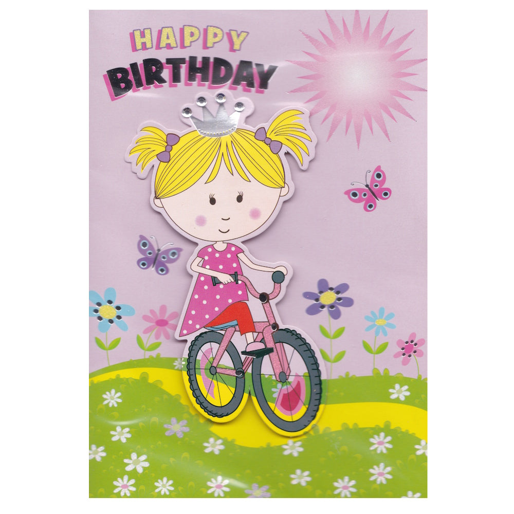 Birthday Card Girl & Bike