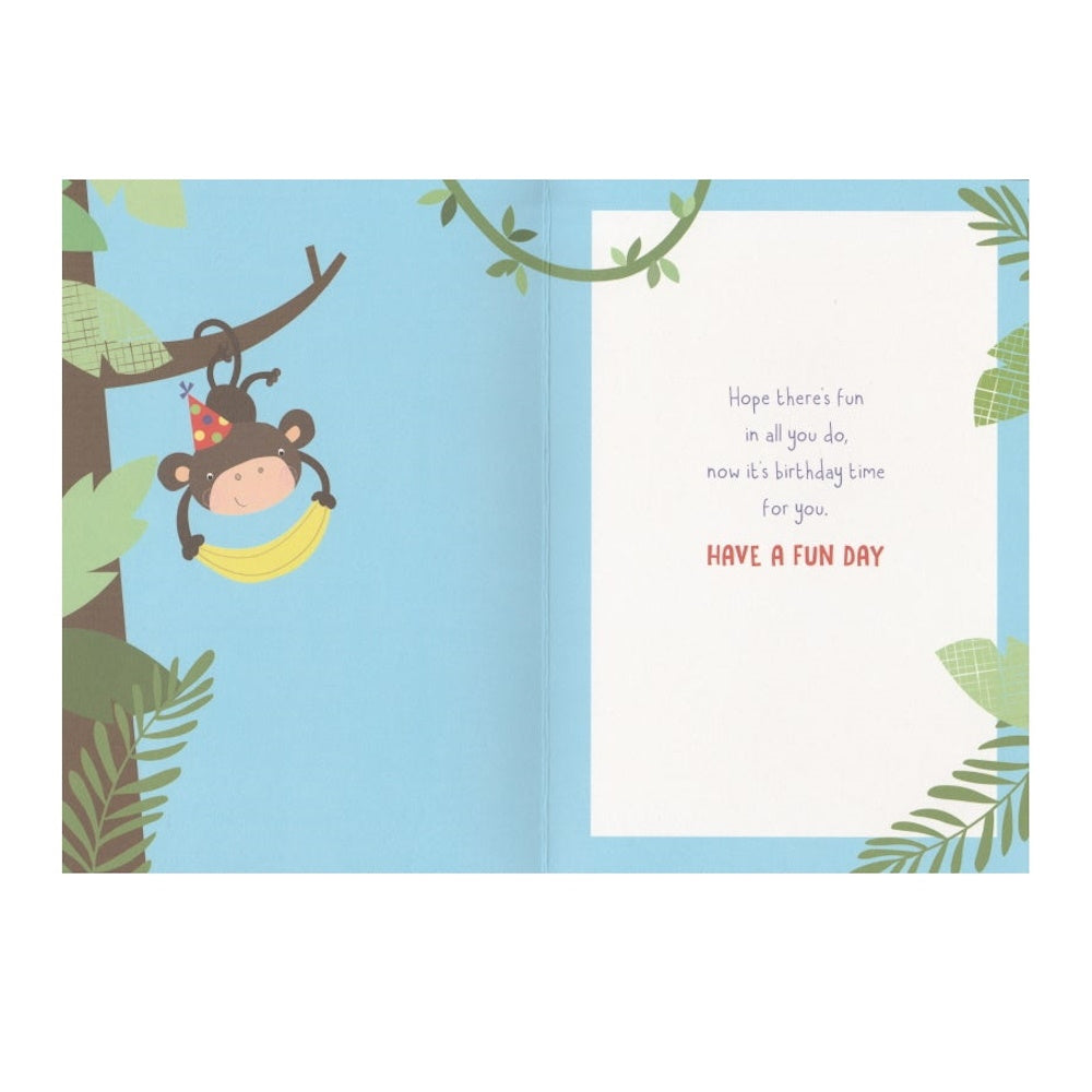 Birthday Card Monkey Party Hat