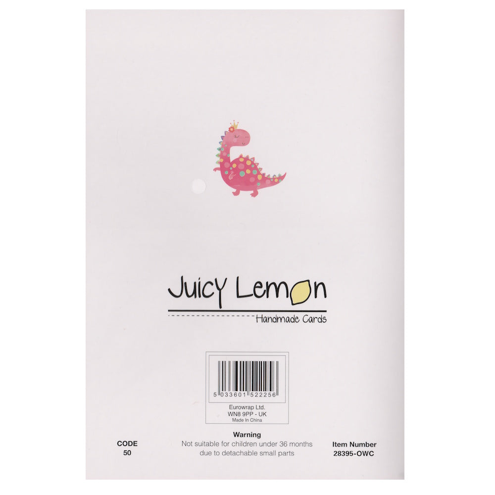 Birthday Card Pink Dinosaur