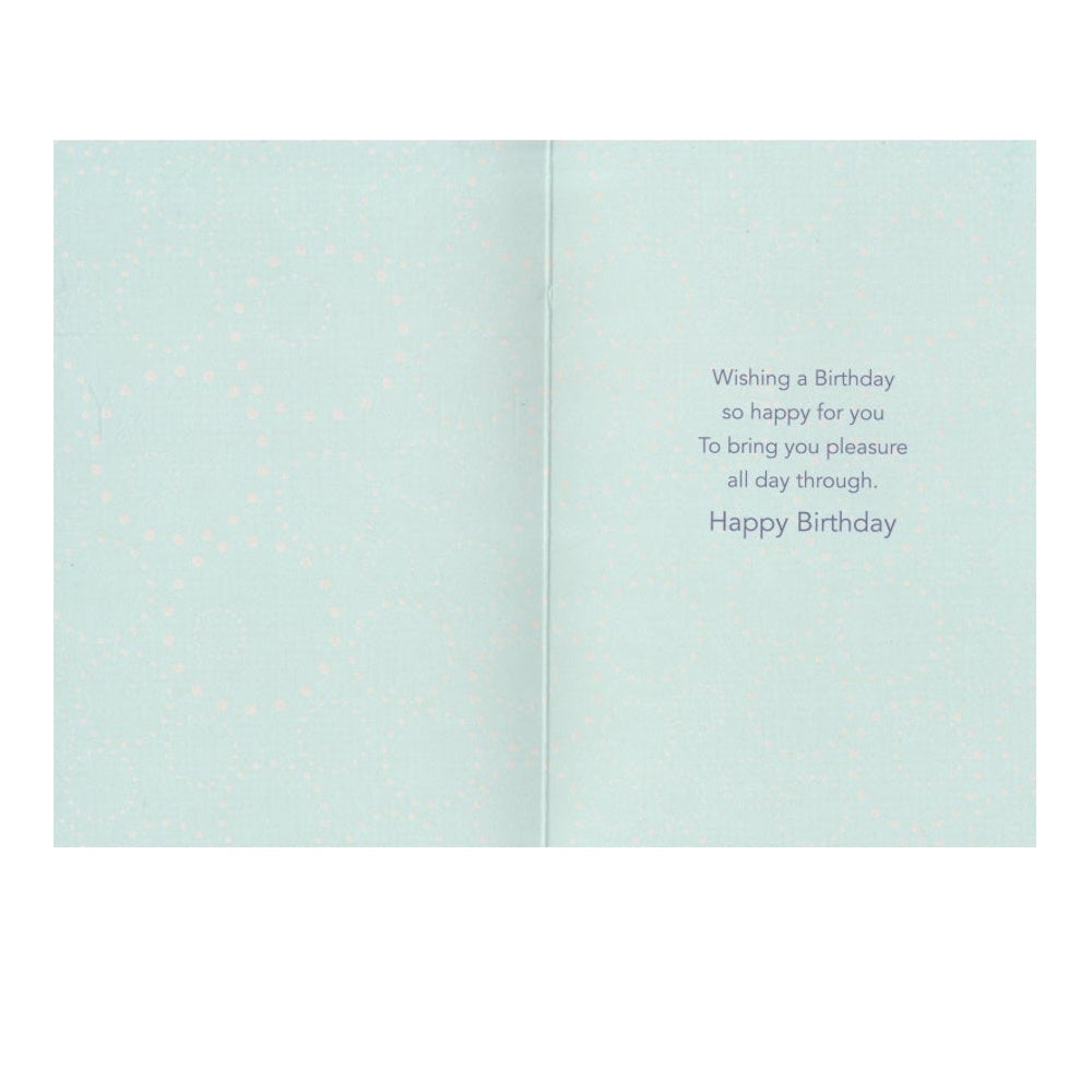 Front of this card features the text 'BIRTHDAY WISHES' 'HAVE A GREAT DAY' on a dotted background.