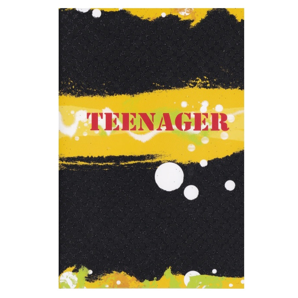 Front of this card feature the text "TEENAGER" on a yellow and black background.
