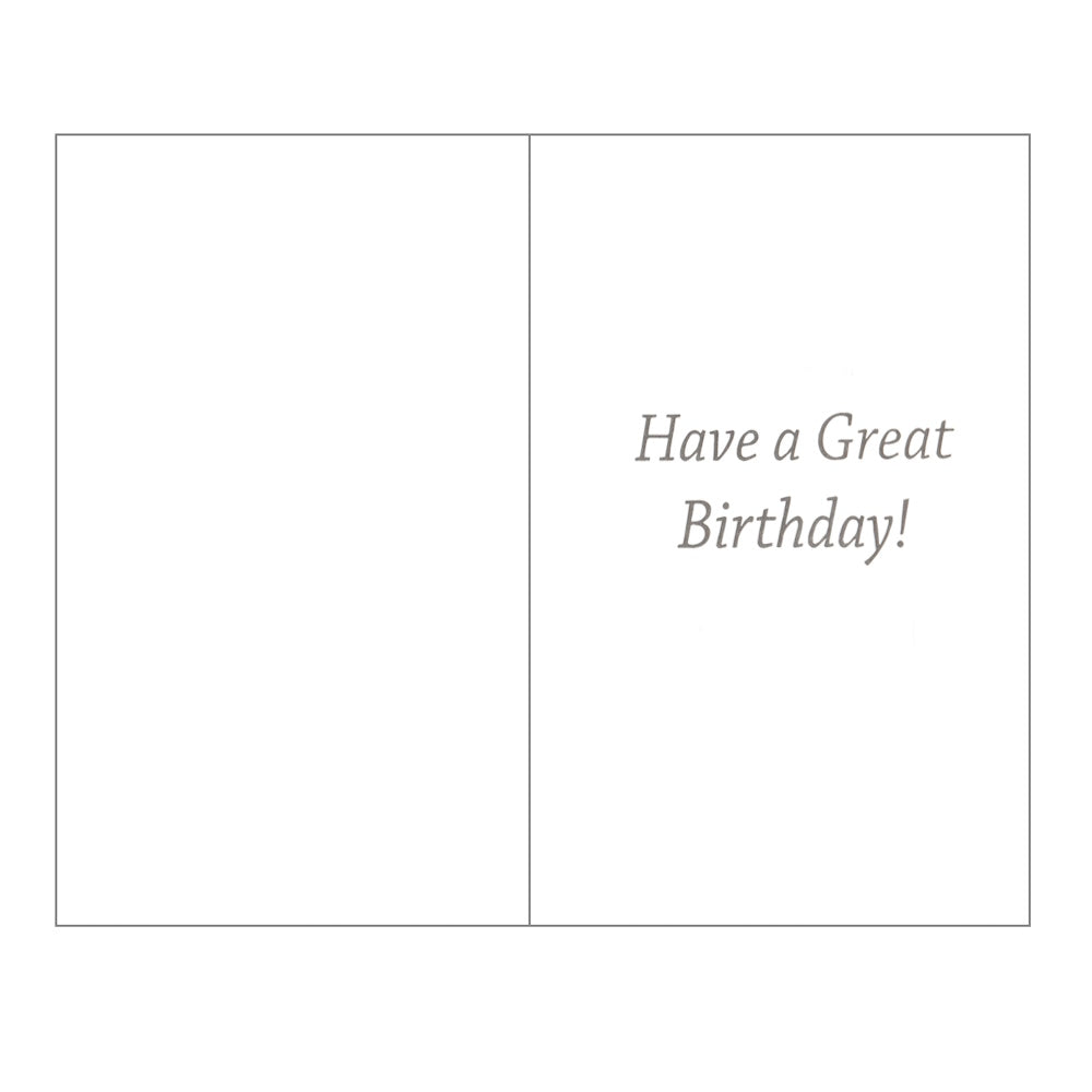 Front of this card features illustrations of a tennis racquet, a pair of trainers, water bottle and a baseball cap with the text 'Happy Birthday'.