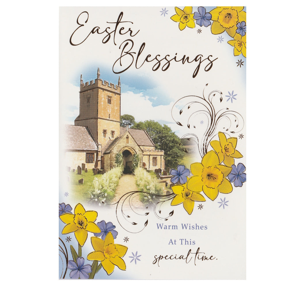 Easter Card Church Daffodils