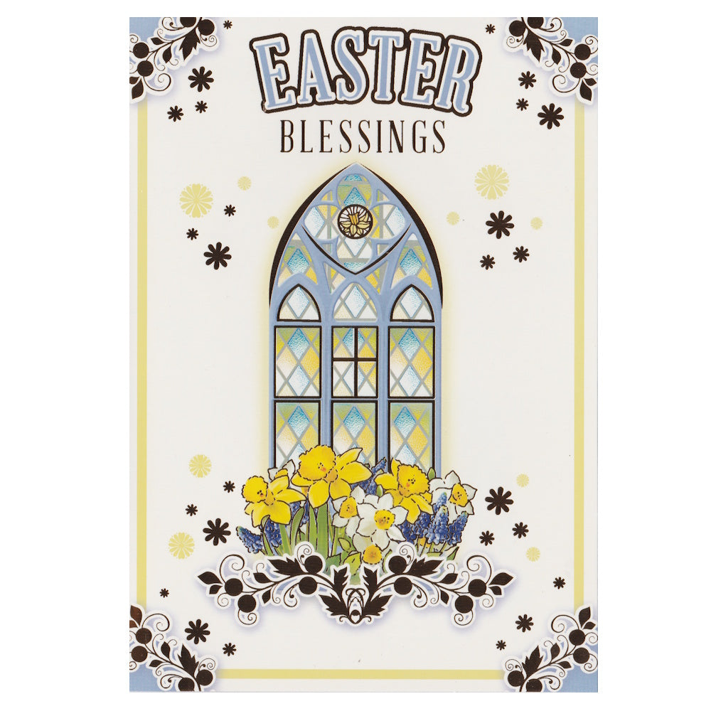 Easter Card Church Window Daffodils