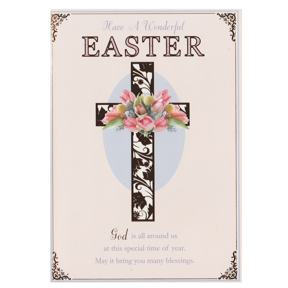 Easter Card Golden Cross Tulips