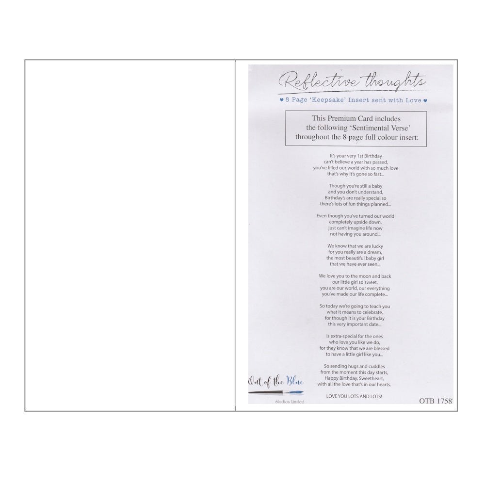 Front of this card features an illustration of colourful cats, butterflies and flowers, paired with a message.