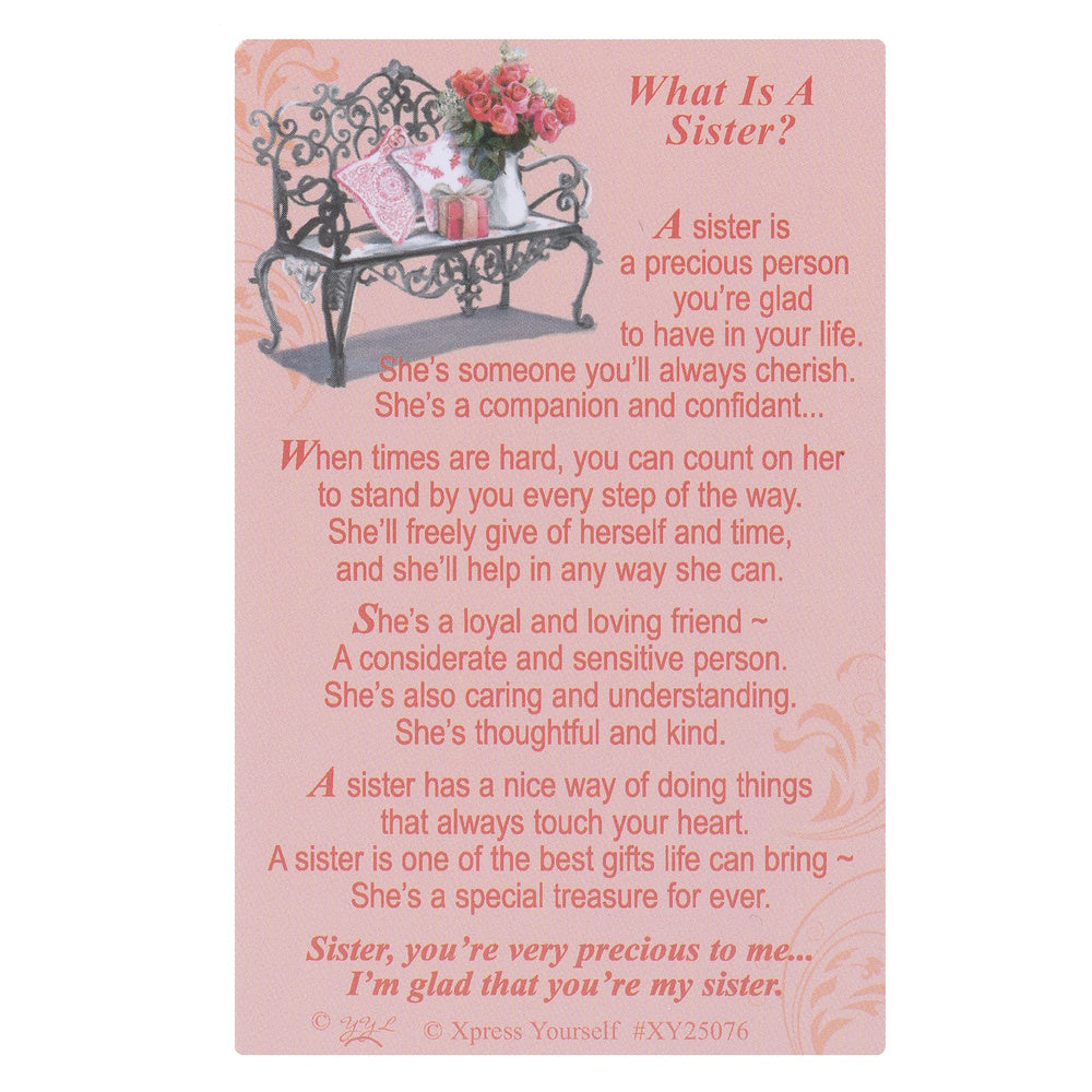 What Is A Sister? keepsake wallet card.