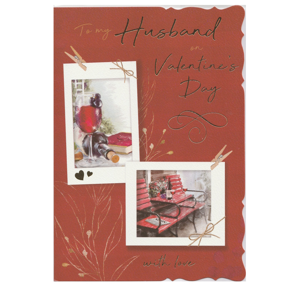 Front of this card features a photo montage of Valentine's day themed pictures, paired with a message.
