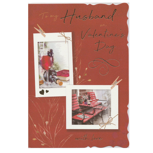 Front of this card features a photo montage of Valentine's day themed pictures, paired with a message.