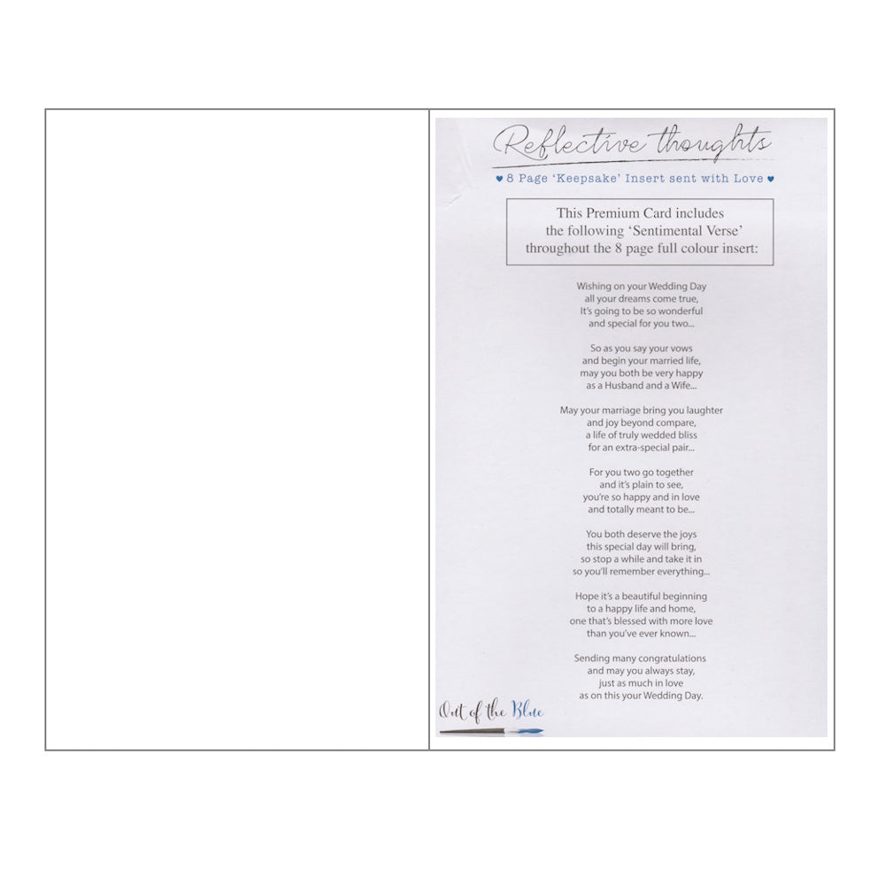 Front of this card features an illustration of two foxes with flowers, with the text 'On Your Wedding Day With Love'.