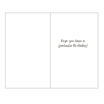 Front of this 16th birthday card features the text '16 Happy Birthday', surrounded by colourful stars and lighting bolts.