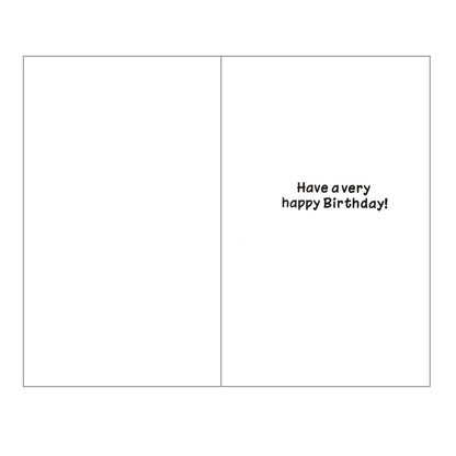 Front of this card features an illustration of a bear wearing a blue top hat, paired with a message.