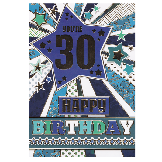 30th Birthday Card - You're 30 Blue