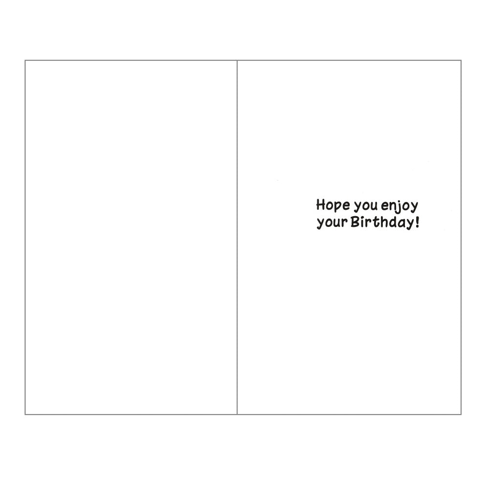 Front of this 3rd birthday card features an illustration of a giraffe holding a purple flower, paired with a message.