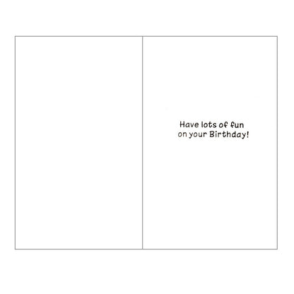 Front of this 3rd birthday card features an illustration of a lion wearing a starry party hat, paired with a message.