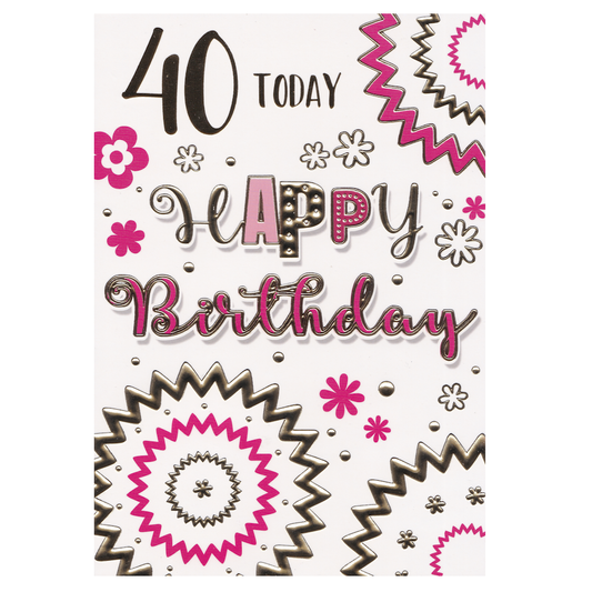 40th Birthday Card - 40 Happy Birthday