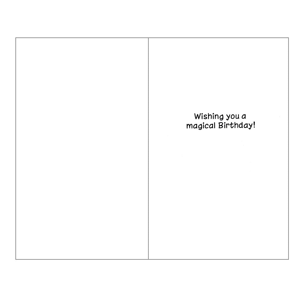 Front of this 6th birthday card features an illustration of two little girls and rainbows, paired with a message.