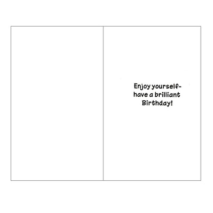 Front of this 7th birthday card features an illustration of a bear holding colourful flowers, paired with a message.