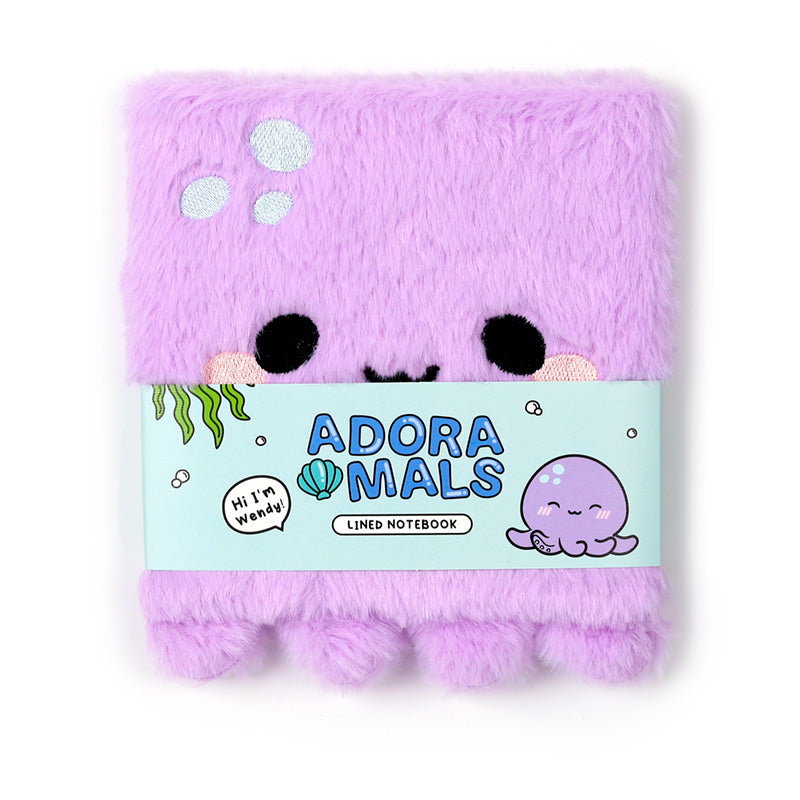 Fluffy Plush Notebook Adoramals Octopus Pink