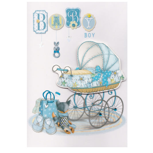 Baby Card Baby Boy Pram