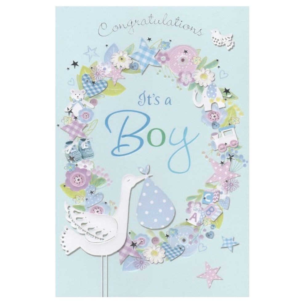 Baby Card Baby Boy Stork