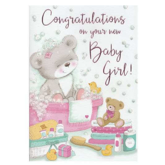 Baby Card Baby Girl Bathtub