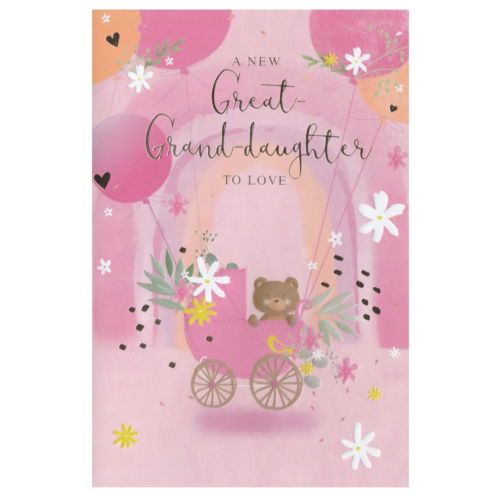 Baby Card Great Granddaughter Pram