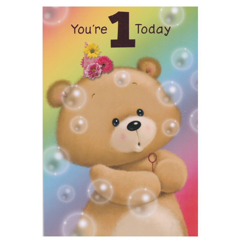 Birthday Card Age 1 Bear