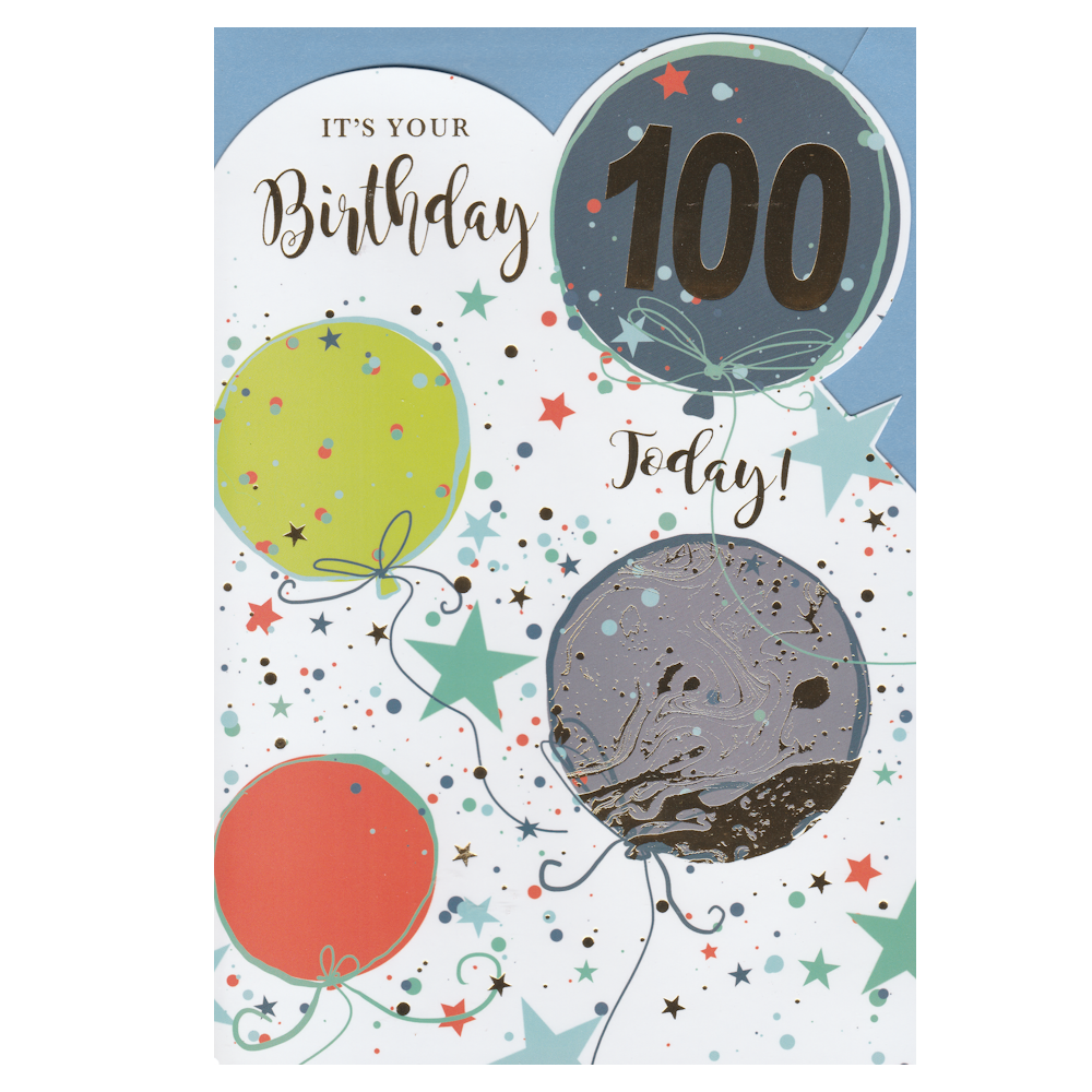 Birthday Card Age 100 Balloons