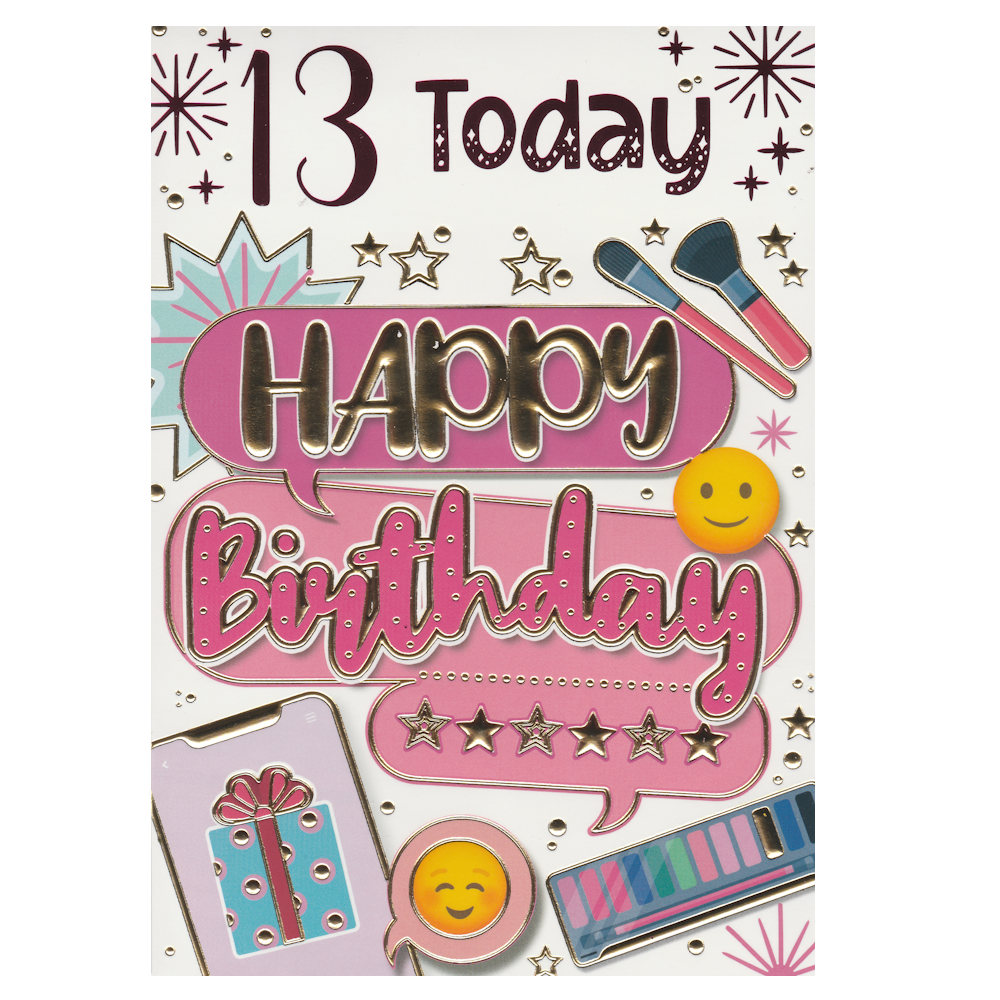 Birthday Card Age 13 Make Up Stars