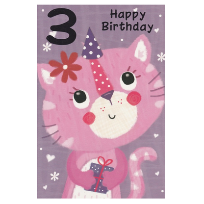 Birthday Card Age 3 Cat