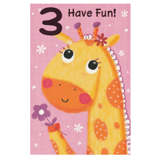 Birthday Card Age 3 Giraffe