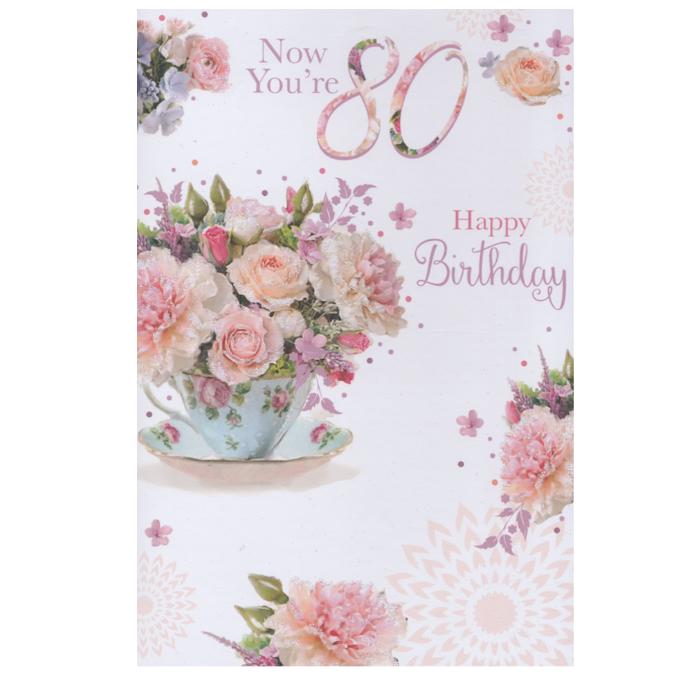 Birthday Card Age 80 Teacup