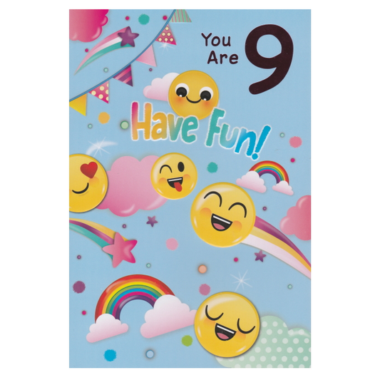 Birthday Card Age 9 Emoji