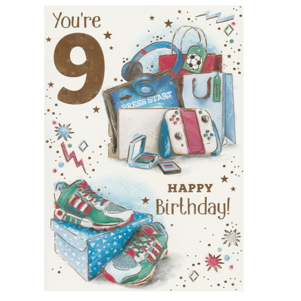 Birthday Card Age 9 Trainers