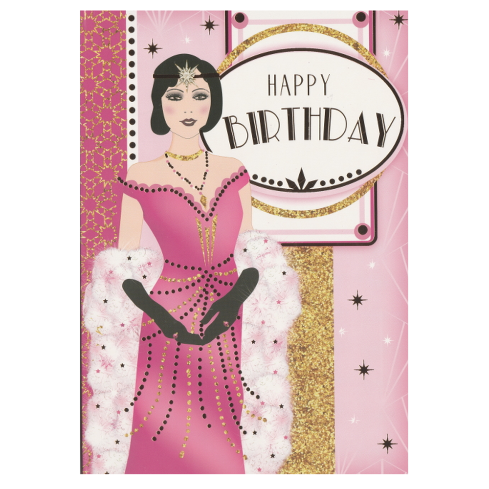 Birthday Card Art Deco Lady