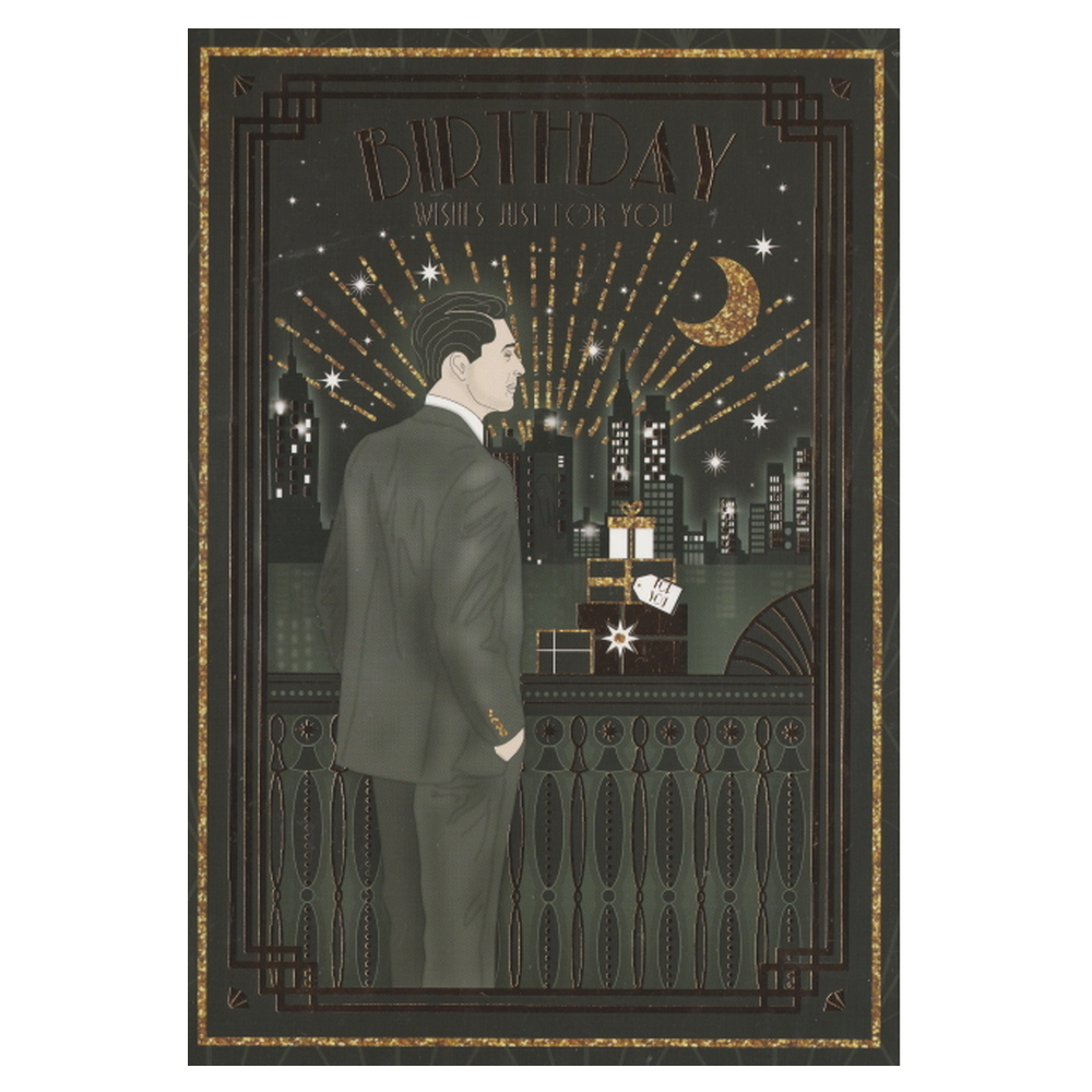 Birthday Card Art Deco Man Terrace