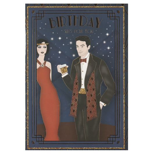 Birthday Card Art Deco Man & Woman