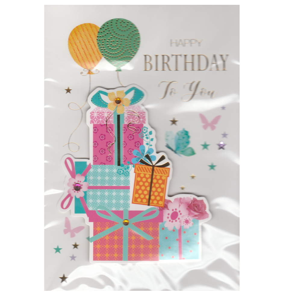 Birthday Card Balloons Butterfly Gift