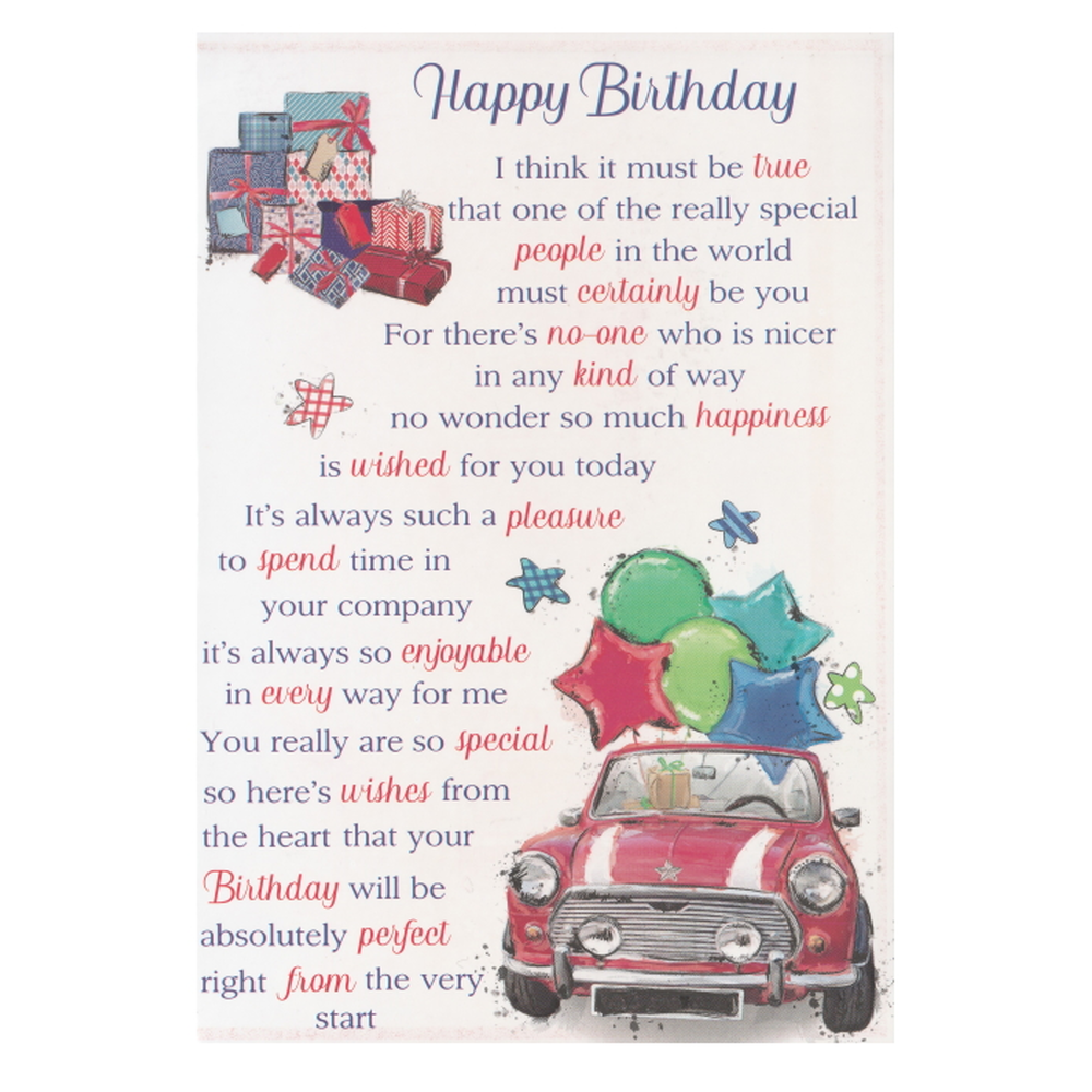 Birthday Card Balloons & Car