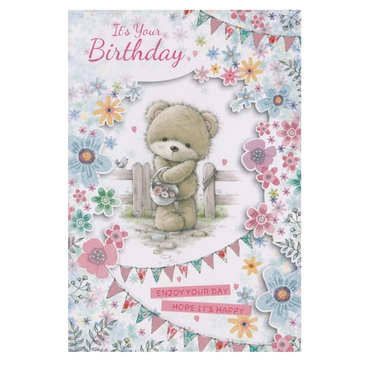 Birthday Card Bear Basket