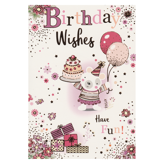 Birthday Card Bear Cake & Balloons