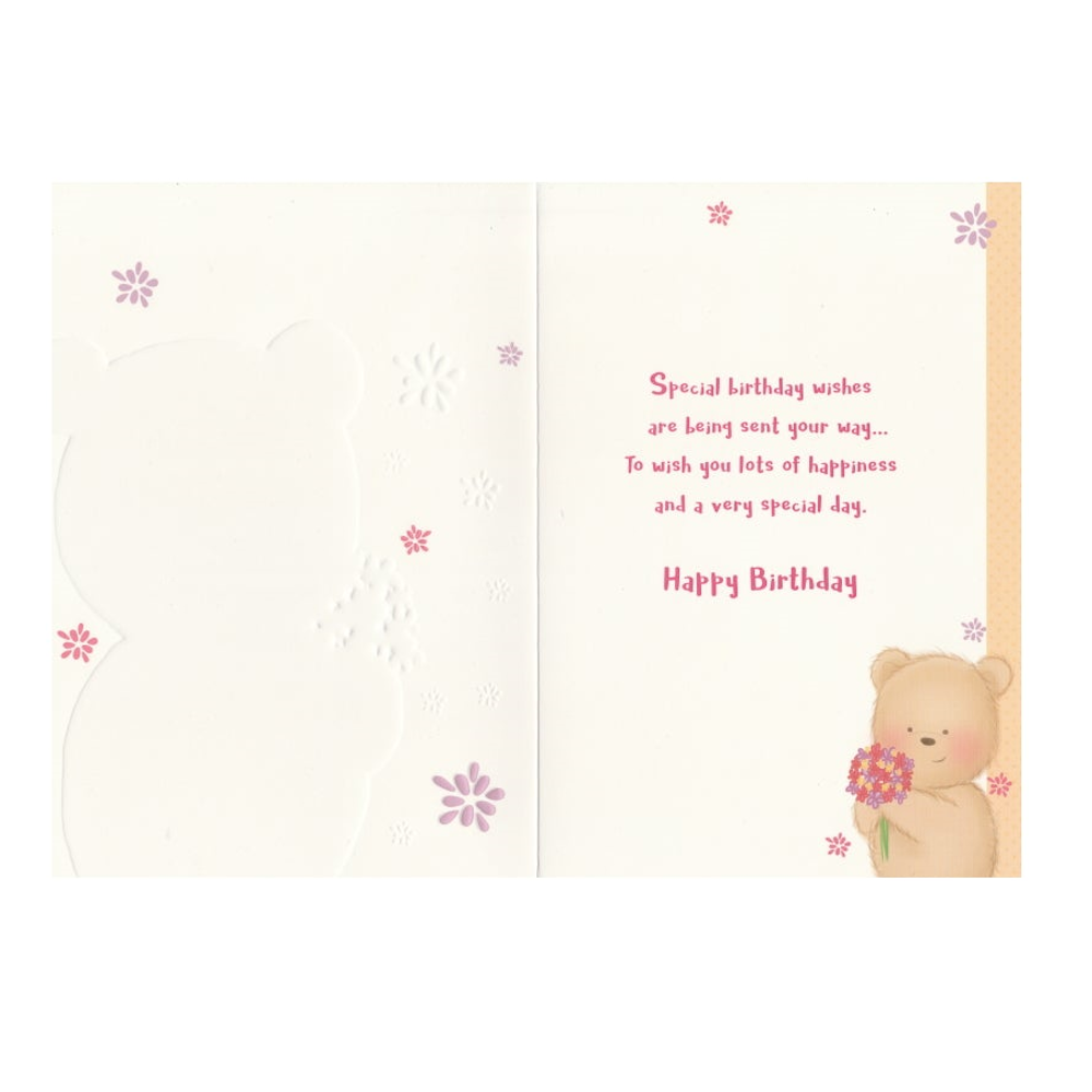 Birthday Card Bear Flowers