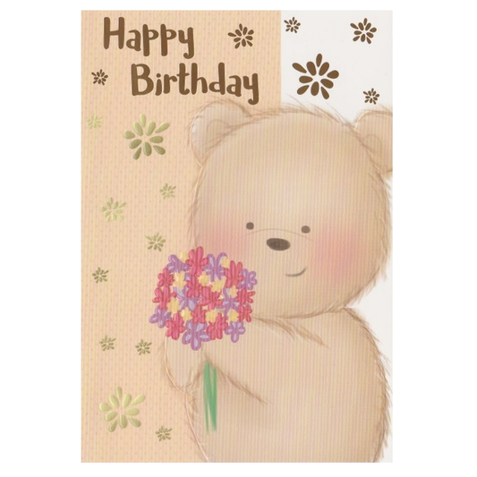 Birthday Card Bear Flowers