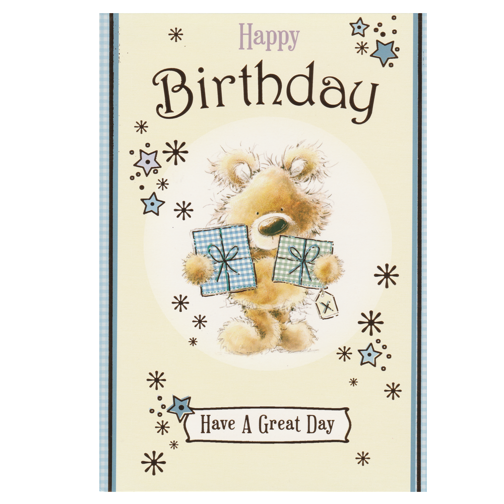 Birthday Card Bear Stars