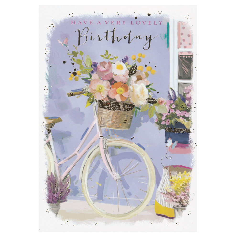 Birthday Card Bicycle Flower Basket